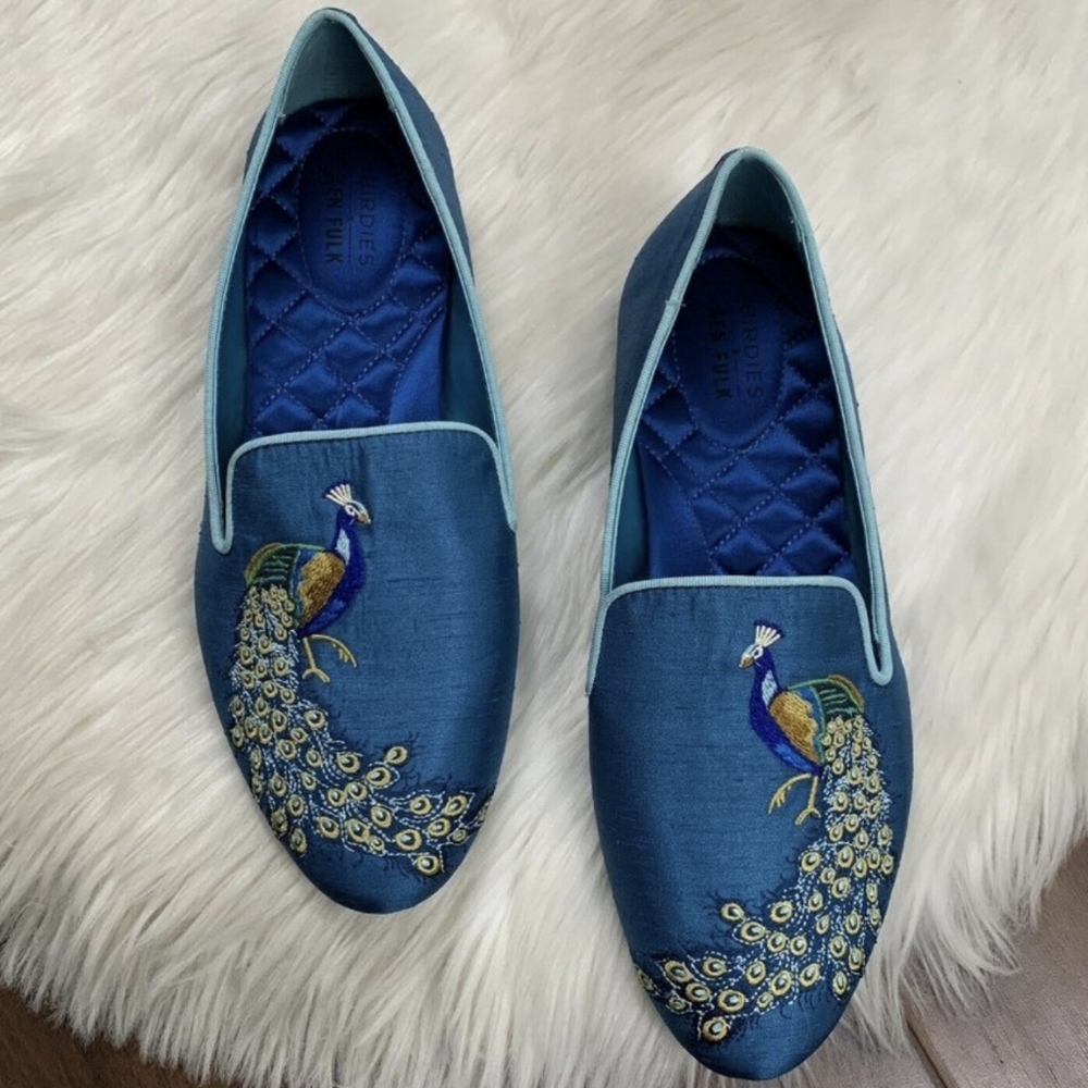 SALE! Birdies X Ken Fulk Size 8 Starling Peacock Slip On Shoes Loafers Flats